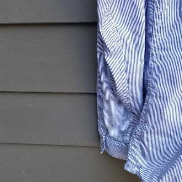 Tommy Hilfiger Blue White Stripe Classic Fit Shirt size Medium - Picture 5 of 12